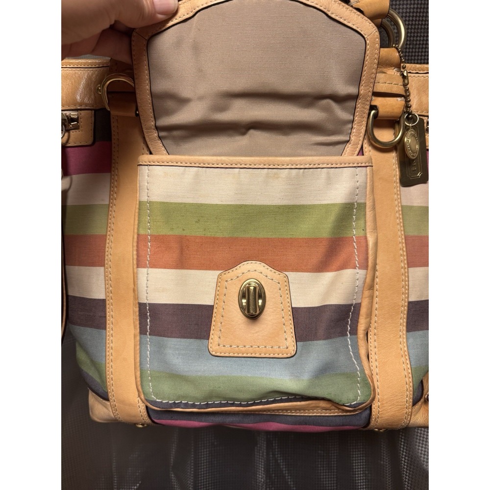 Vintage Y2K COACH Iconic Y2K Legacy Oxford Stripe Slim Pocket Tote 10760 RARE - Picture 3 of 16
